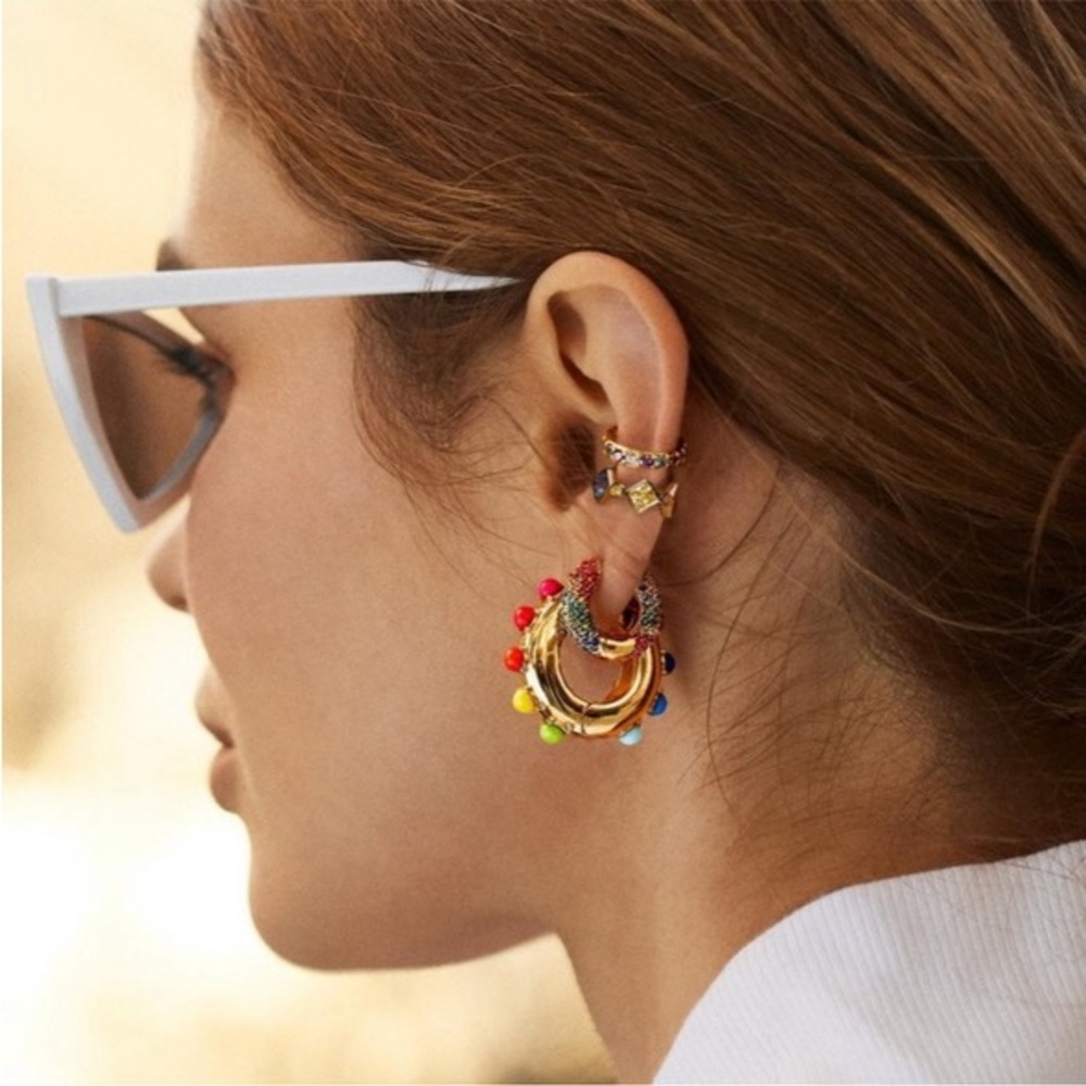 BaubleBar Alaynah rainbow huggie hoop Earrings
